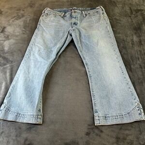 Silver Jeans Flare Leg Jeans Light Wash Denim Jeans Cropped‎ Hem Womens 31x23"